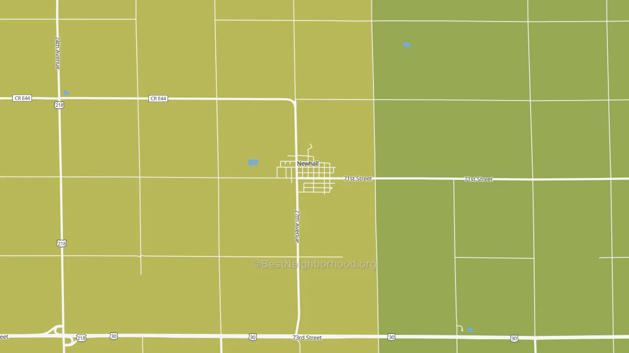 Map of the best neighborhoods in the 52315 area, with better matches in green and worse matches in red