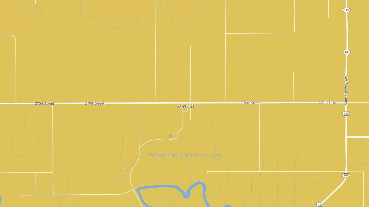 Map of the best neighborhoods in the 52562 area, with better matches in green and worse matches in red