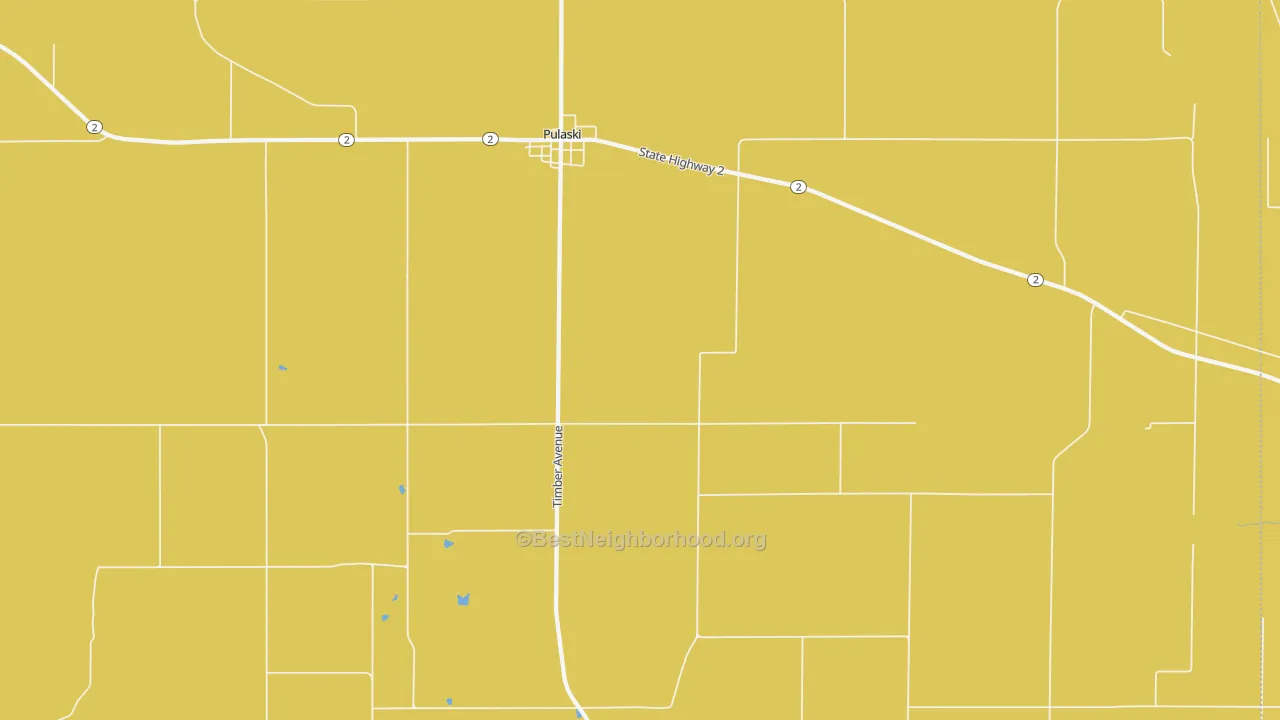 Map of the best neighborhoods in the 52584 area, with better matches in green and worse matches in red