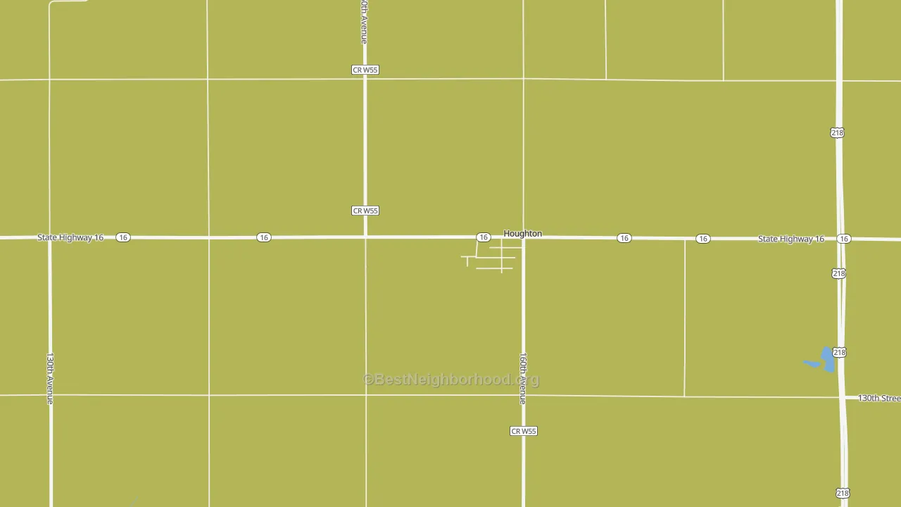 Map of the best neighborhoods in the 52631 area, with better matches in green and worse matches in red