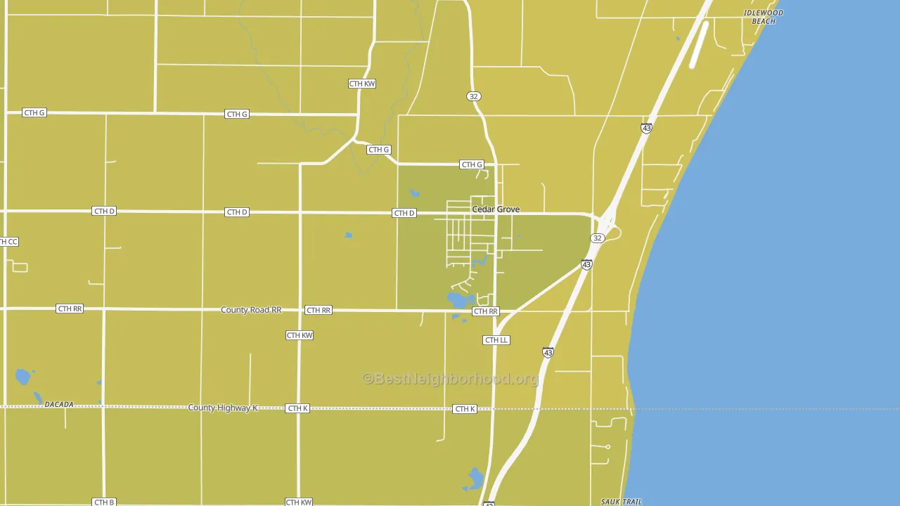 Map of the best neighborhoods in the 53013 area, with better matches in green and worse matches in red