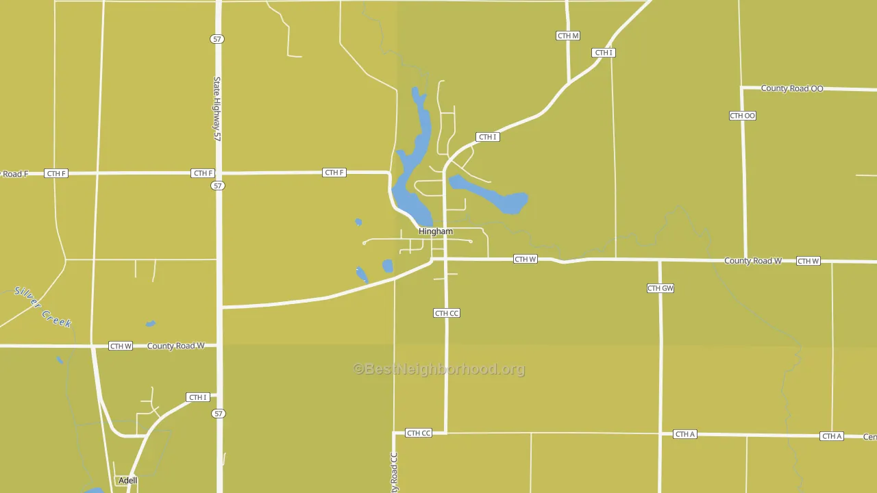 Map of the best neighborhoods in the 53031 area, with better matches in green and worse matches in red