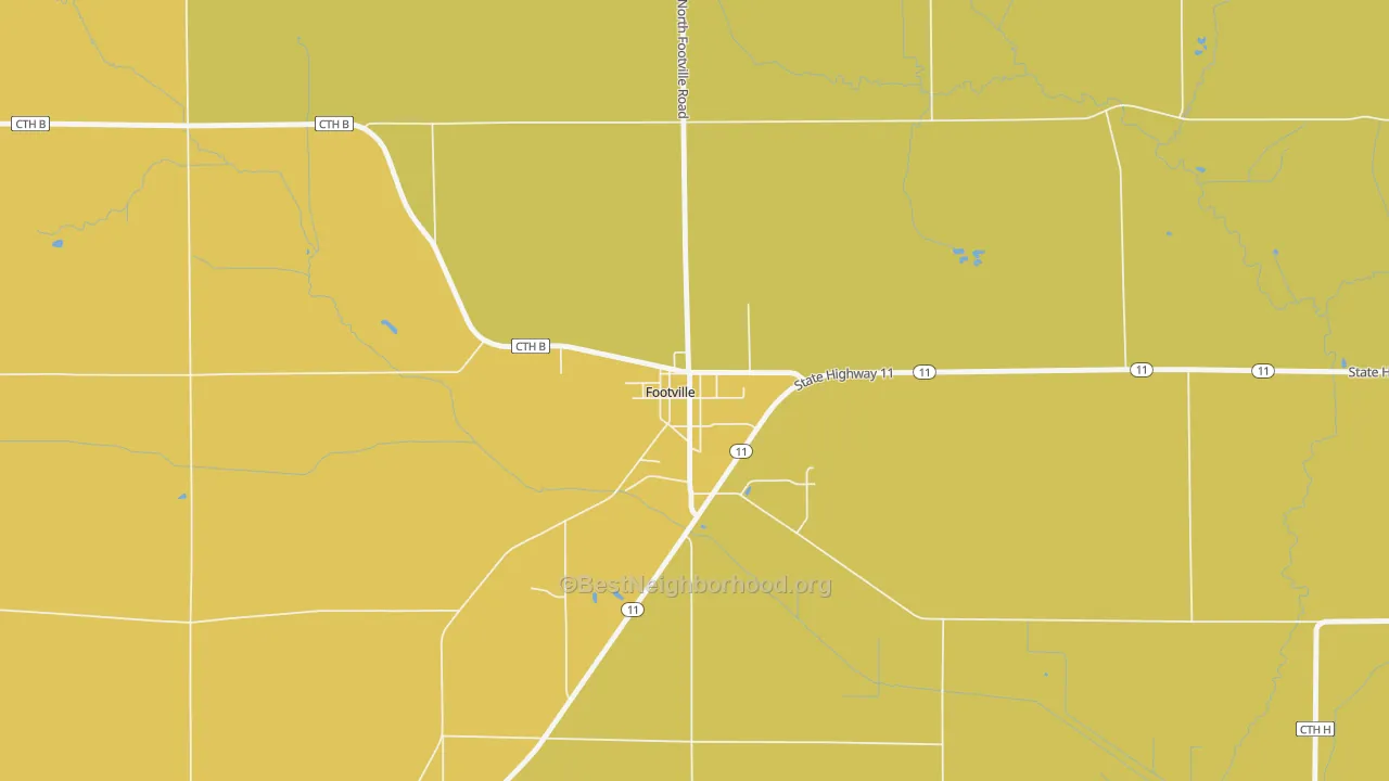 Map of the best neighborhoods in the 53537 area, with better matches in green and worse matches in red