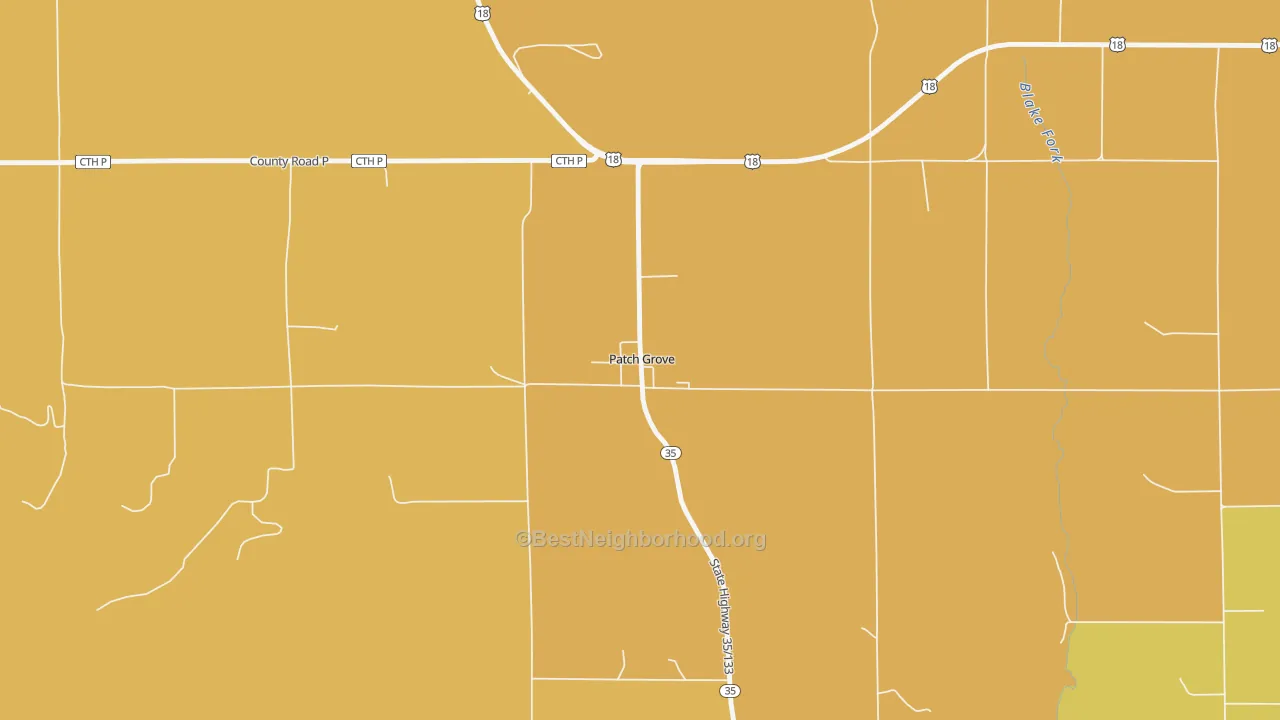 Map of the best neighborhoods in the 53817 area, with better matches in green and worse matches in red