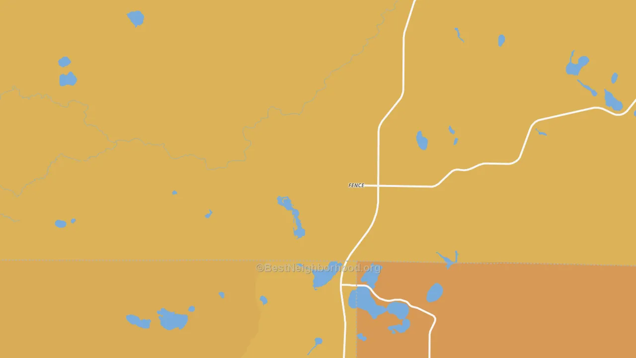 Map of the best neighborhoods in the 54120 area, with better matches in green and worse matches in red