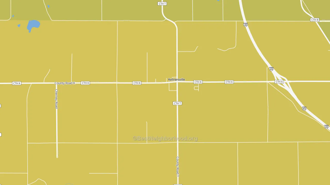 Map of the best neighborhoods in the 54215 area, with better matches in green and worse matches in red