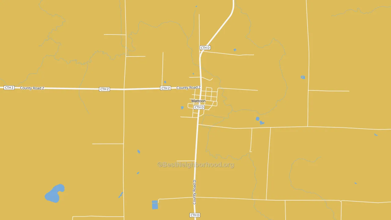 Map of the best neighborhoods in the 54450 area, with better matches in green and worse matches in red