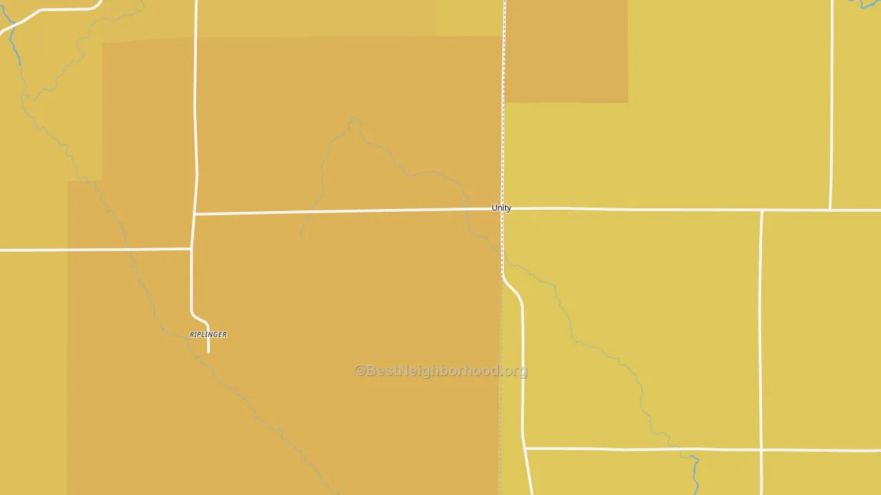 Map of the best neighborhoods in the 54488 area, with better matches in green and worse matches in red