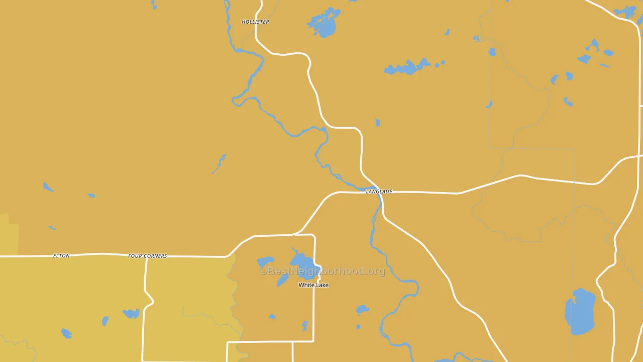 Map of the best neighborhoods in the 54491 area, with better matches in green and worse matches in red