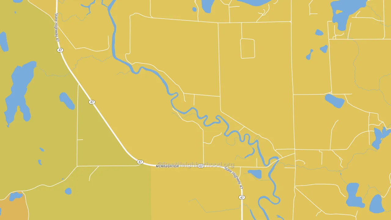 Map of the best neighborhoods in the 54543 area, with better matches in green and worse matches in red