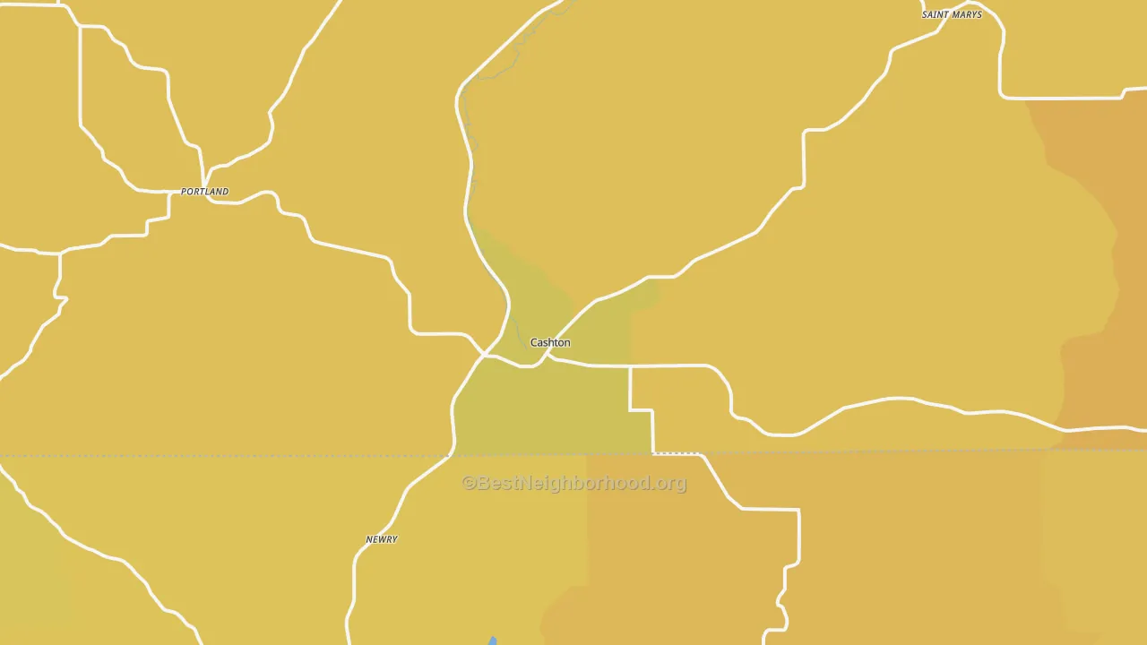 Map of the best neighborhoods in the 54619 area, with better matches in green and worse matches in red