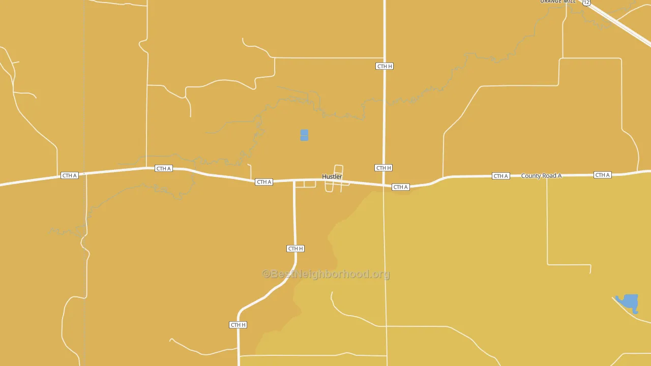Map of the best neighborhoods in the 54637 area, with better matches in green and worse matches in red