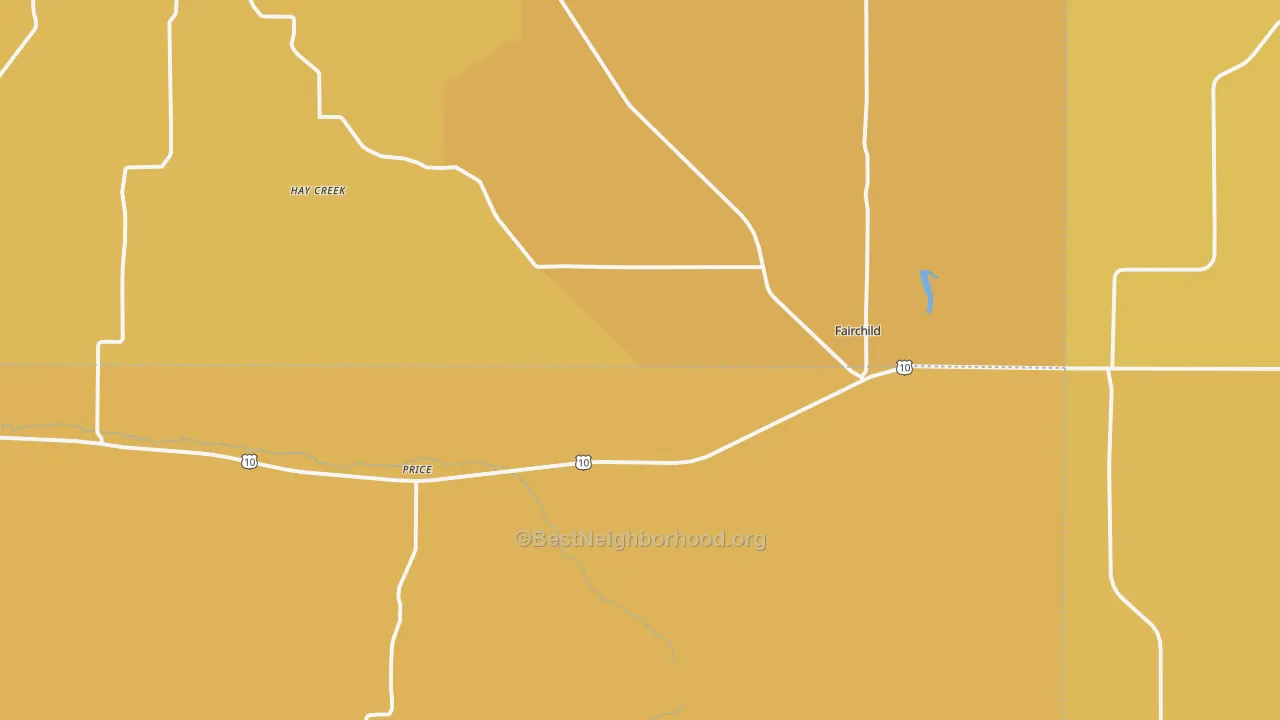 Map of the best neighborhoods in the 54741 area, with better matches in green and worse matches in red