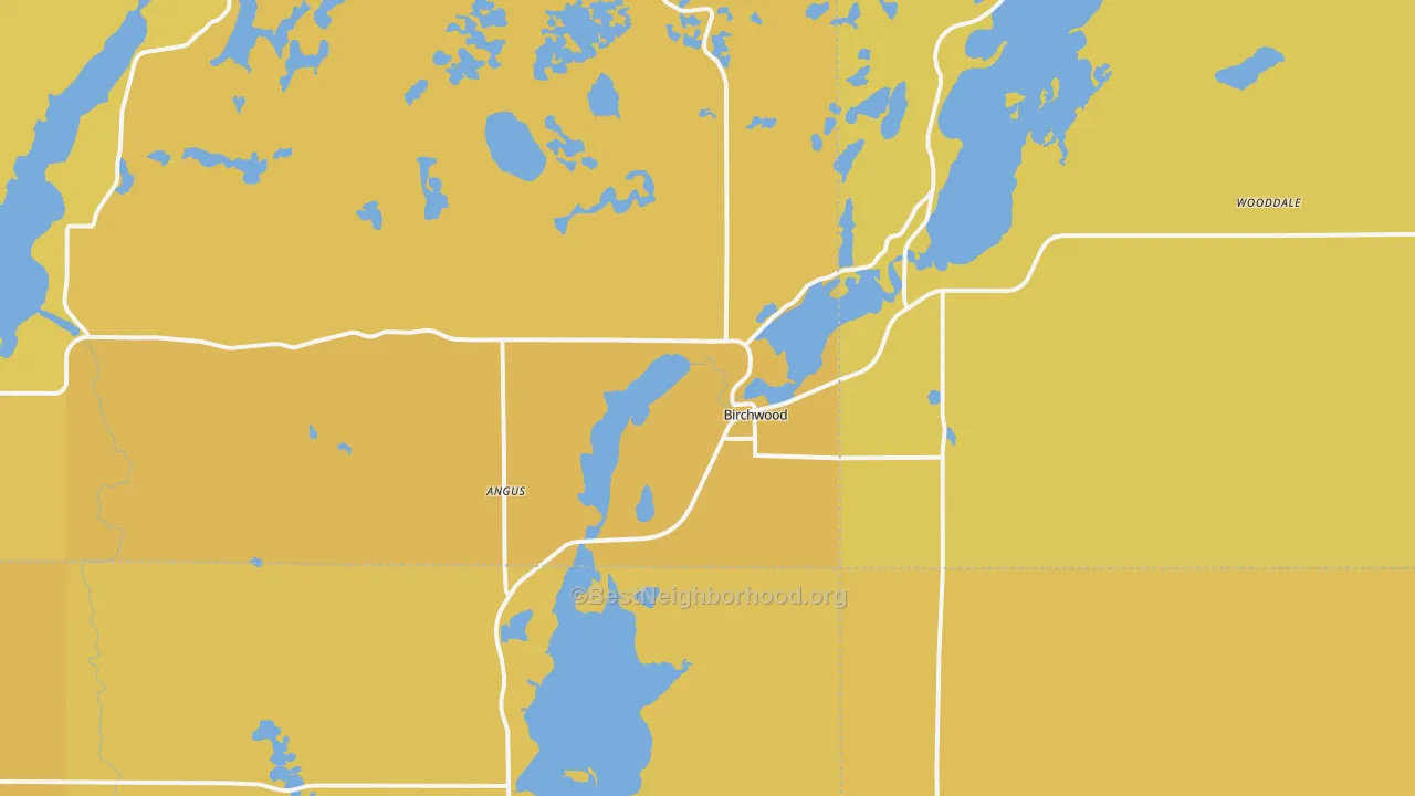 Map of the best neighborhoods in the 54817 area, with better matches in green and worse matches in red