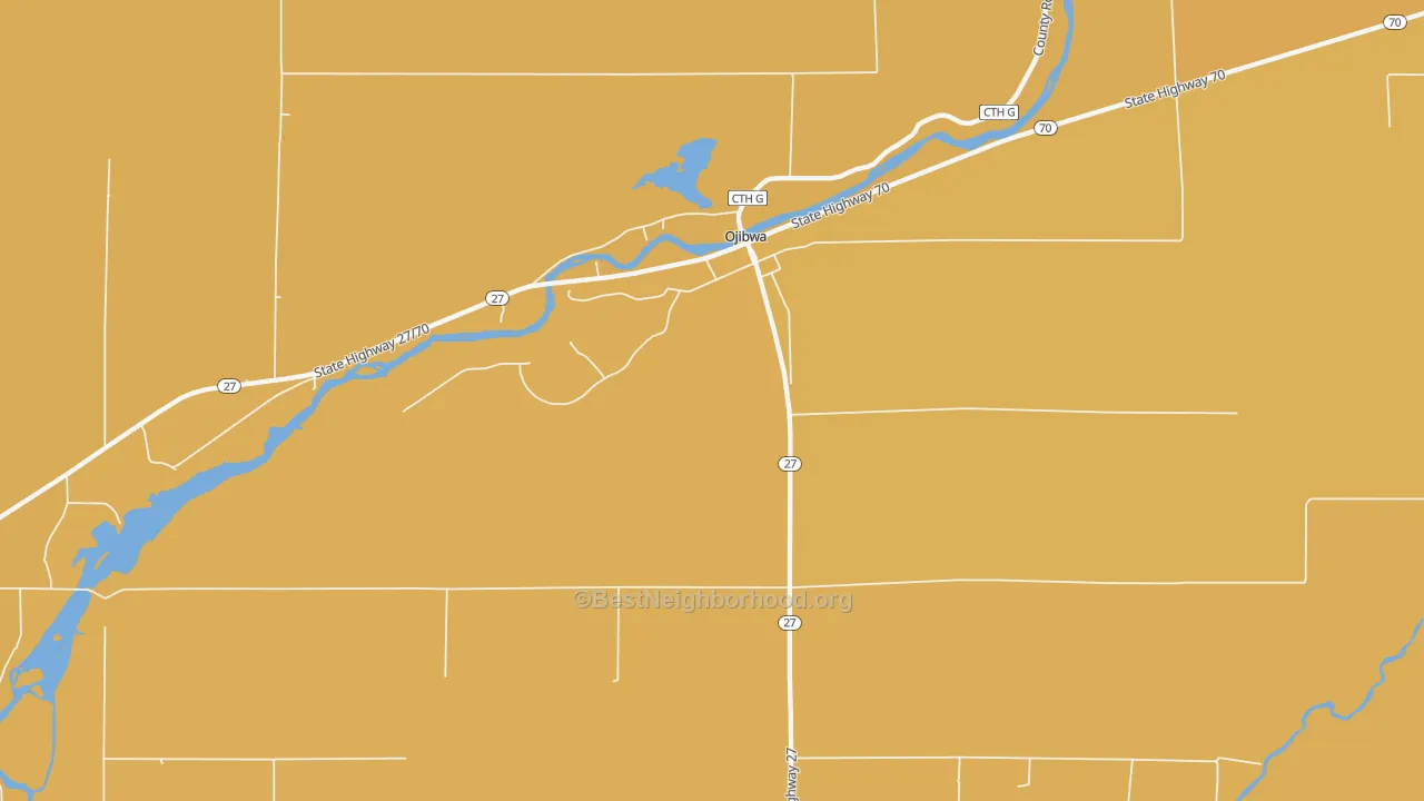 Map of the best neighborhoods in the 54862 area, with better matches in green and worse matches in red