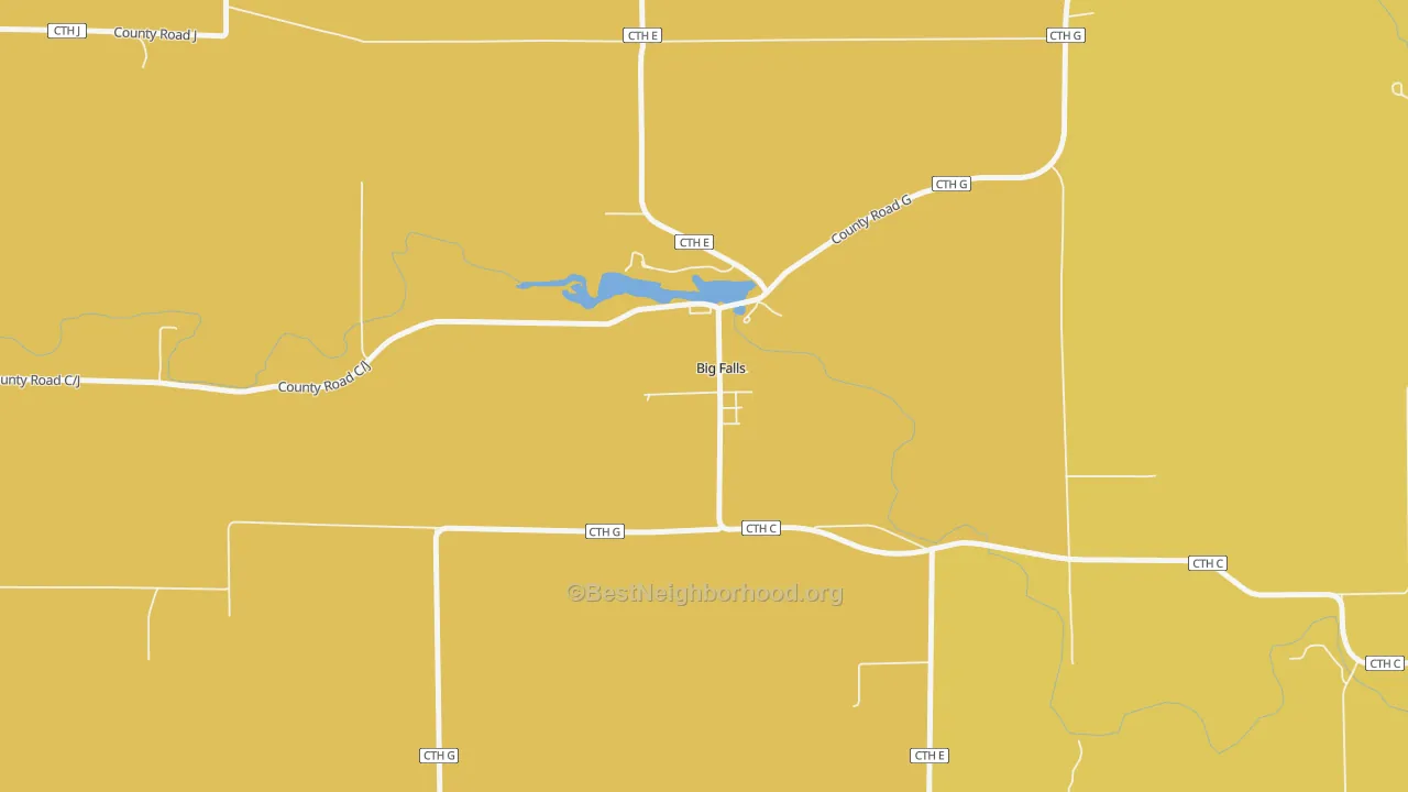 Map of the best neighborhoods in the 54926 area, with better matches in green and worse matches in red