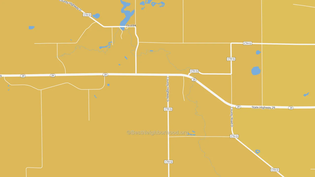 Map of the best neighborhoods in the 54978 area, with better matches in green and worse matches in red