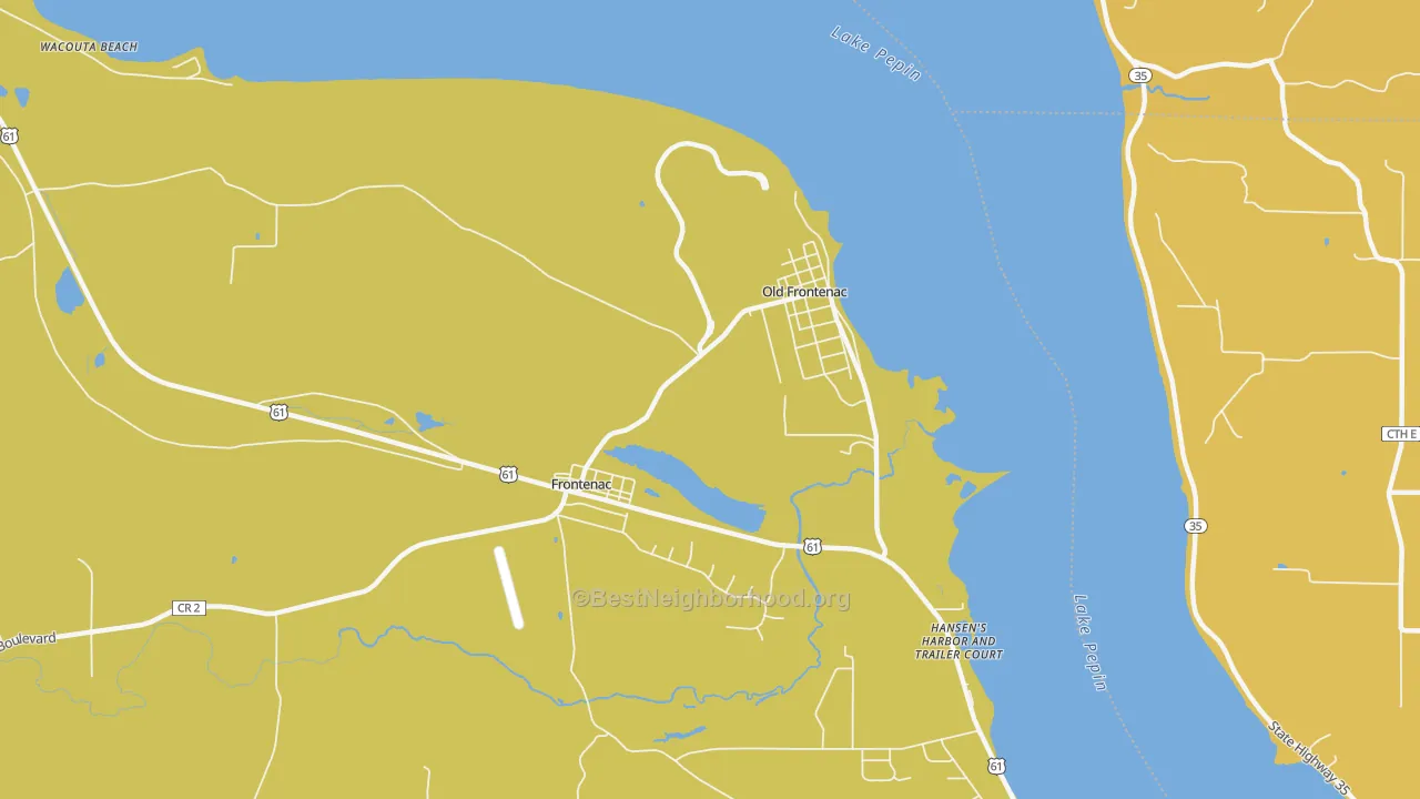 Map of the best neighborhoods in the 55026 area, with better matches in green and worse matches in red