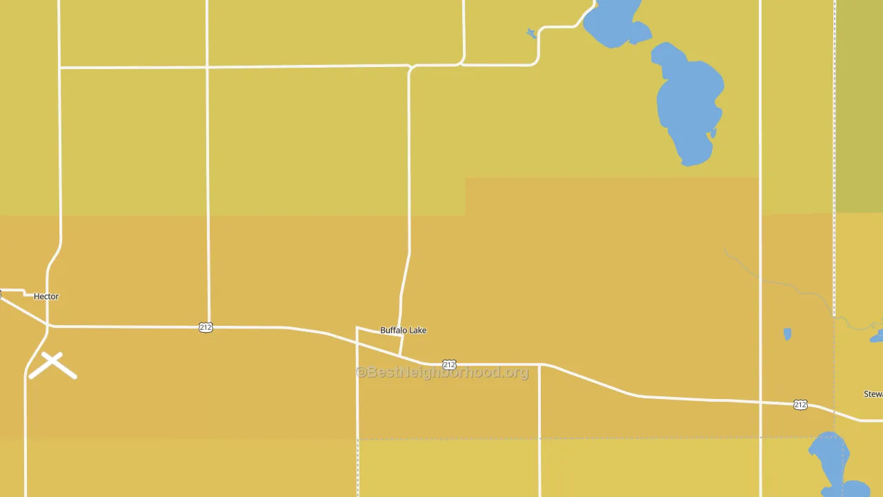 Map of the best neighborhoods in the 55314 area, with better matches in green and worse matches in red