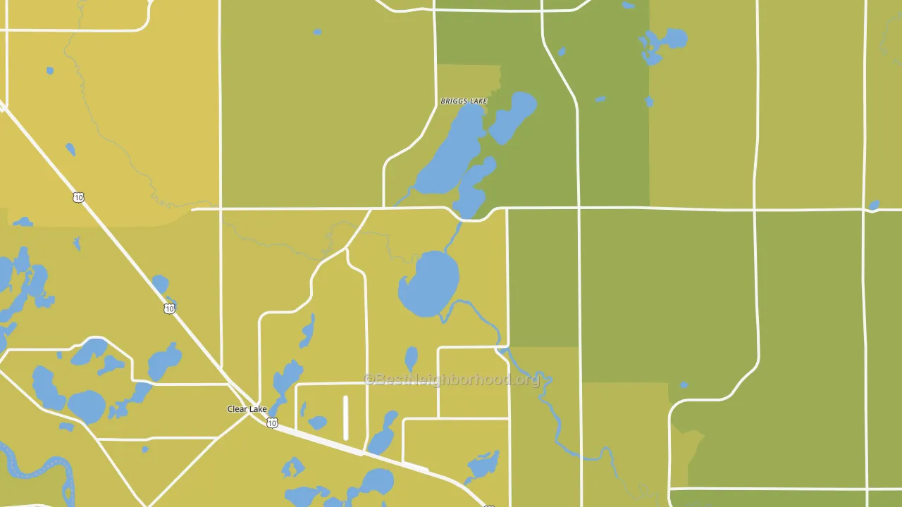 Map of the best neighborhoods in the 55319 area, with better matches in green and worse matches in red