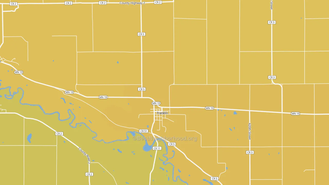 Map of the best neighborhoods in the 55333 area, with better matches in green and worse matches in red