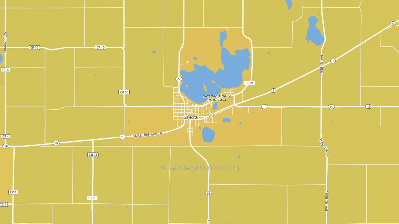 Map of the best neighborhoods in the 55334 area, with better matches in green and worse matches in red