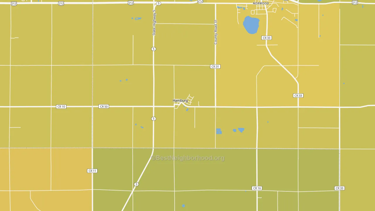 Map of the best neighborhoods in the 55339 area, with better matches in green and worse matches in red