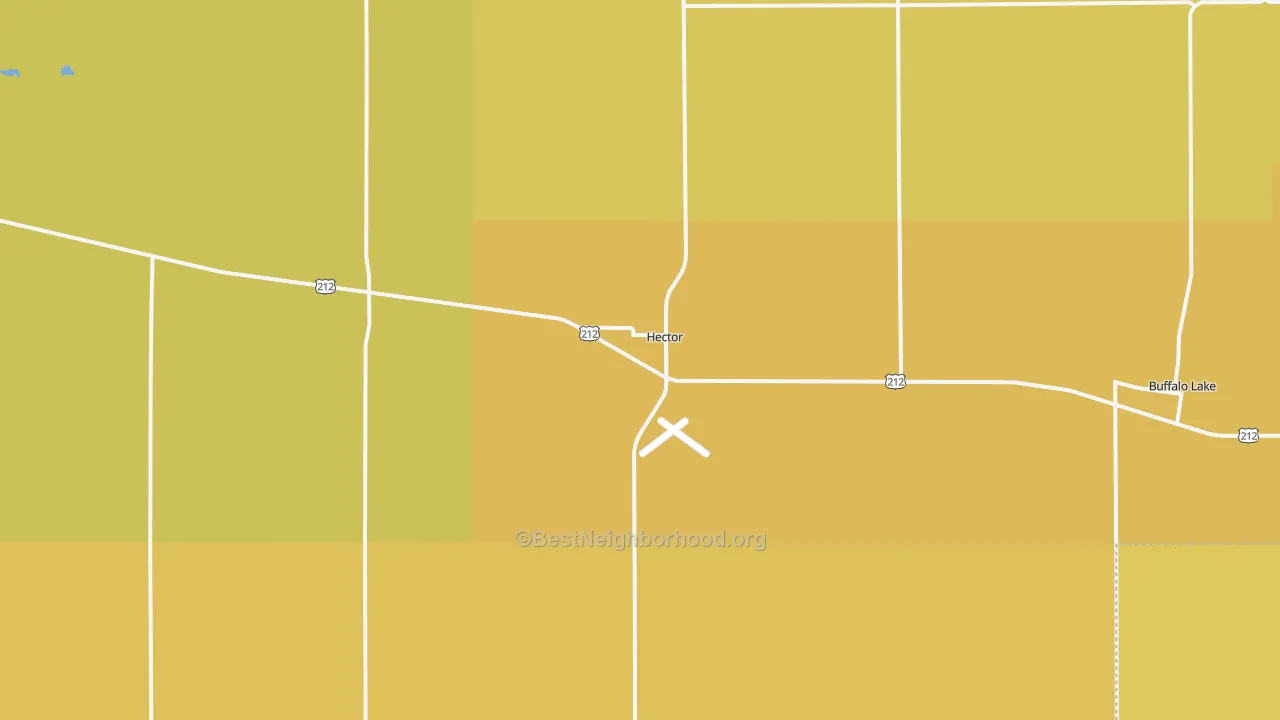 Map of the best neighborhoods in the 55342 area, with better matches in green and worse matches in red