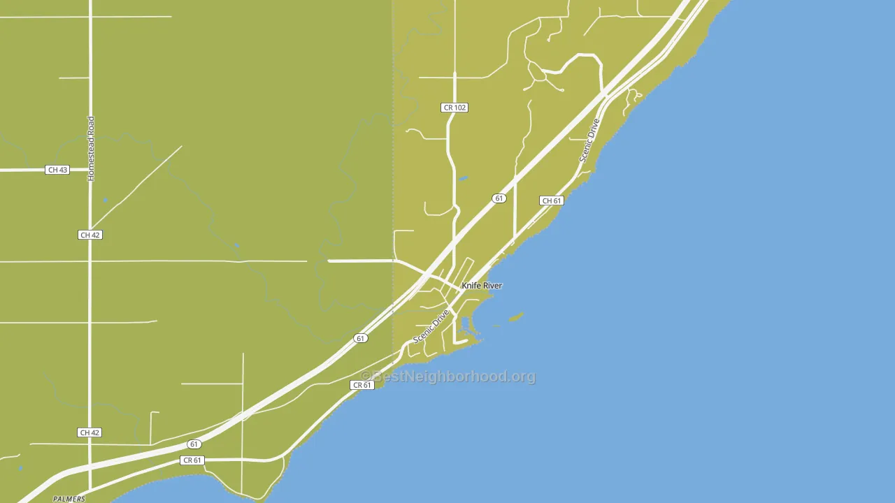 Map of the best neighborhoods in the 55609 area, with better matches in green and worse matches in red
