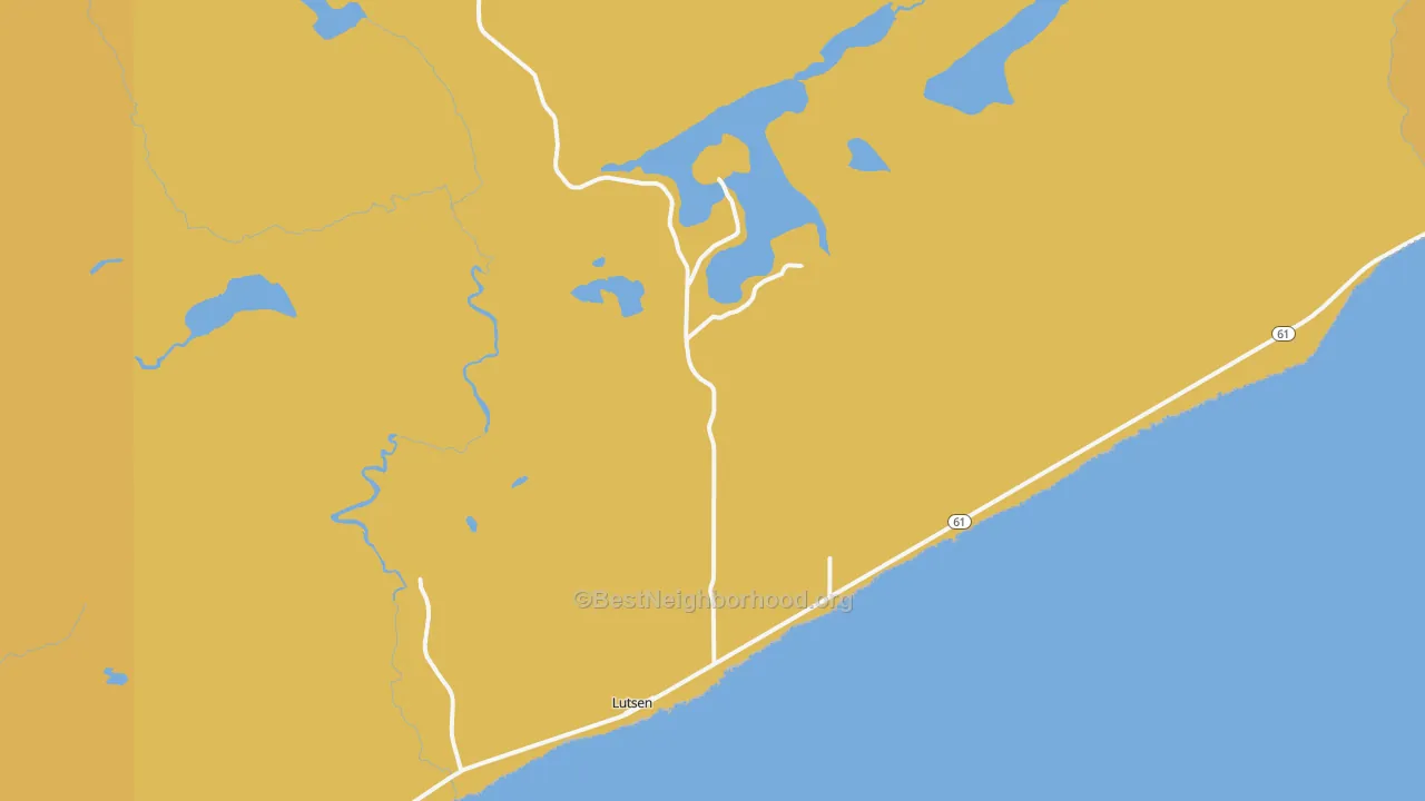 Map of the best neighborhoods in the 55612 area, with better matches in green and worse matches in red