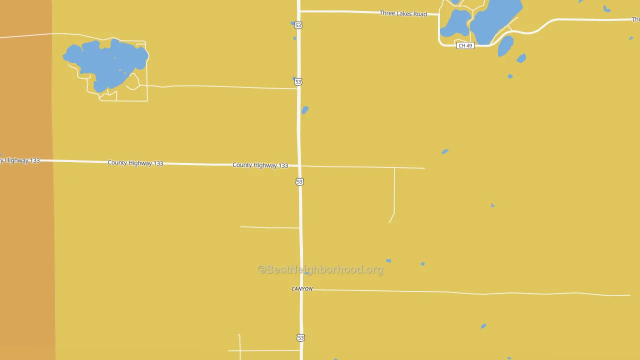 Map of the best neighborhoods in the 55717 area, with better matches in green and worse matches in red