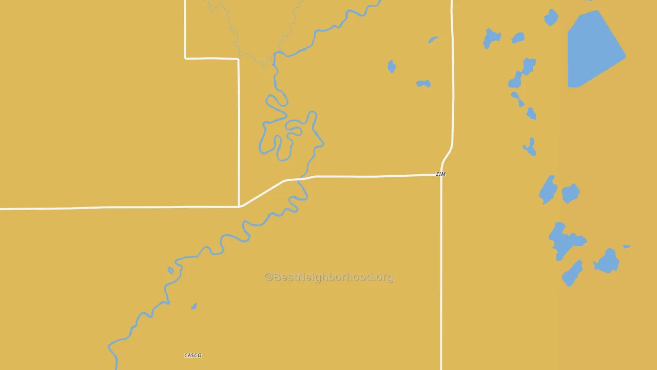 Map of the best neighborhoods in the 55738 area, with better matches in green and worse matches in red