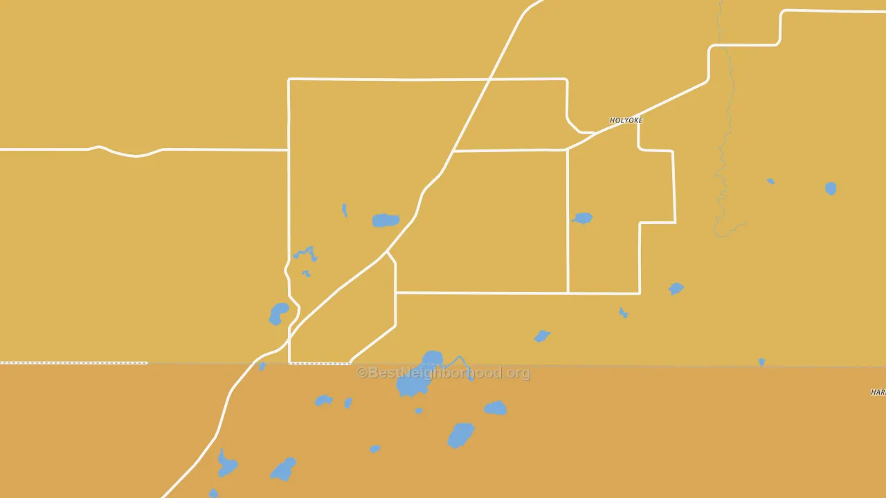 Map of the best neighborhoods in the 55749 area, with better matches in green and worse matches in red