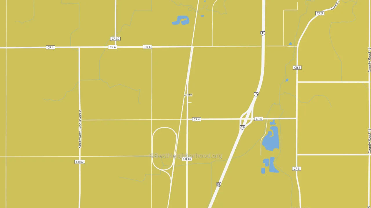 Map of the best neighborhoods in the 56046 area, with better matches in green and worse matches in red