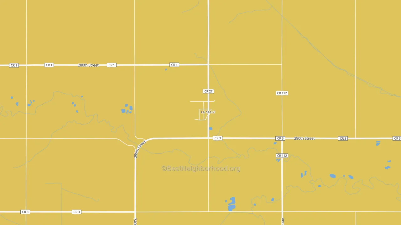 Map of the best neighborhoods in the 56056 area, with better matches in green and worse matches in red