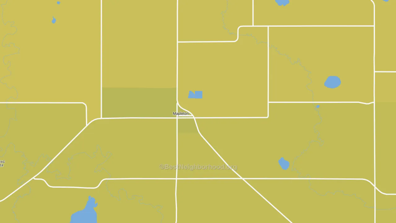 Map of the best neighborhoods in the 56065 area, with better matches in green and worse matches in red
