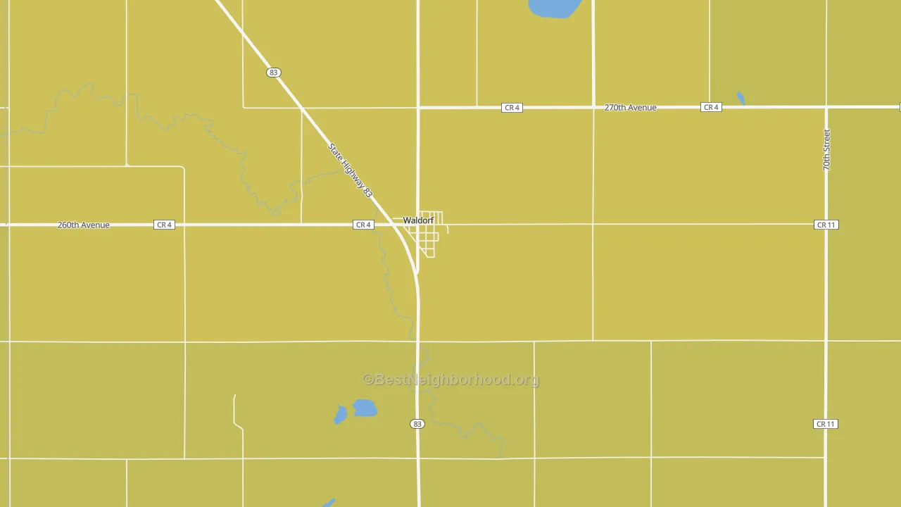 Map of the best neighborhoods in the 56091 area, with better matches in green and worse matches in red