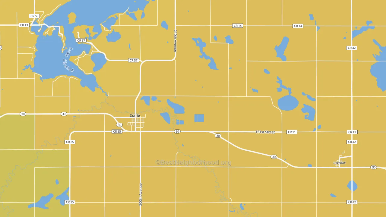 Map of the best neighborhoods in the 56123 area, with better matches in green and worse matches in red