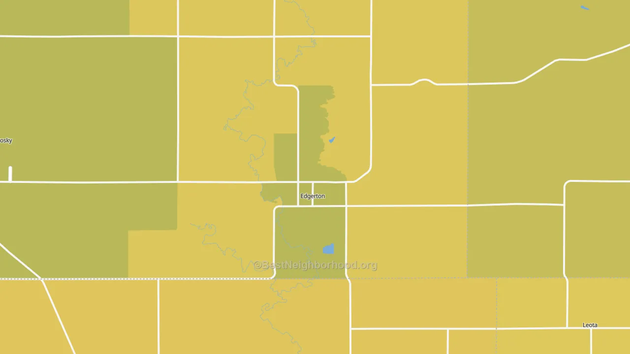 Map of the best neighborhoods in the 56128 area, with better matches in green and worse matches in red