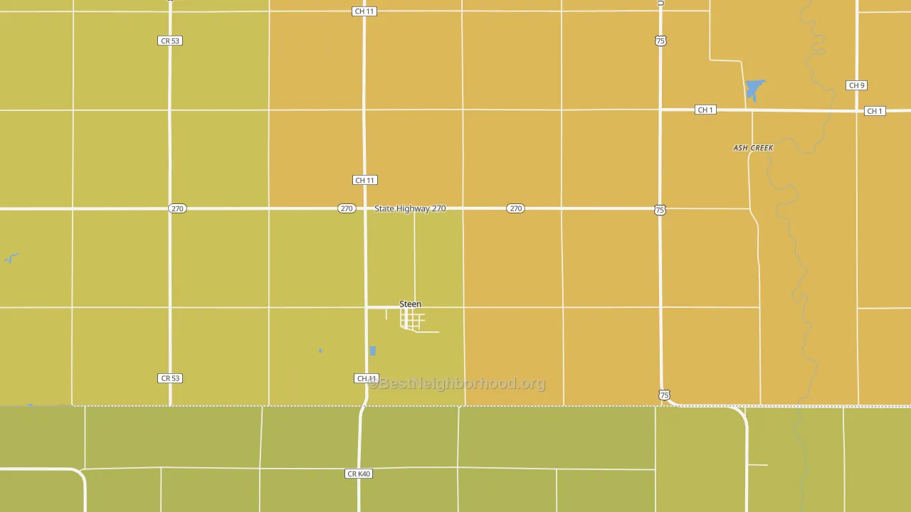 Map of the best neighborhoods in the 56173 area, with better matches in green and worse matches in red
