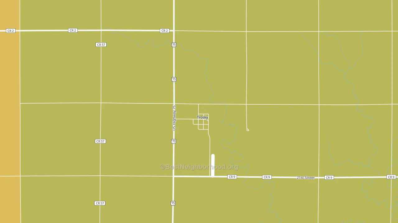Map of the best neighborhoods in the 56177 area, with better matches in green and worse matches in red