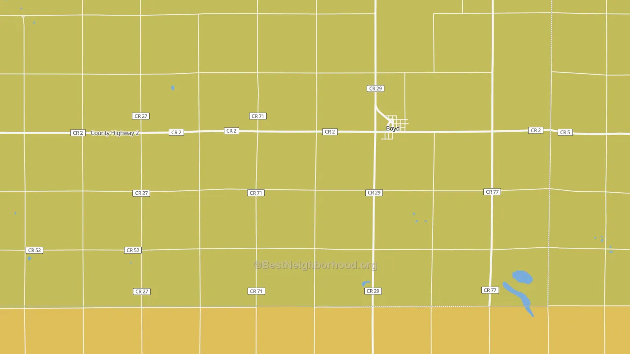 Map of the best neighborhoods in the 56218 area, with better matches in green and worse matches in red