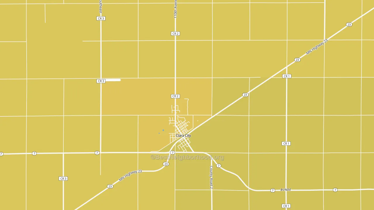 Map of the best neighborhoods in the 56222 area, with better matches in green and worse matches in red