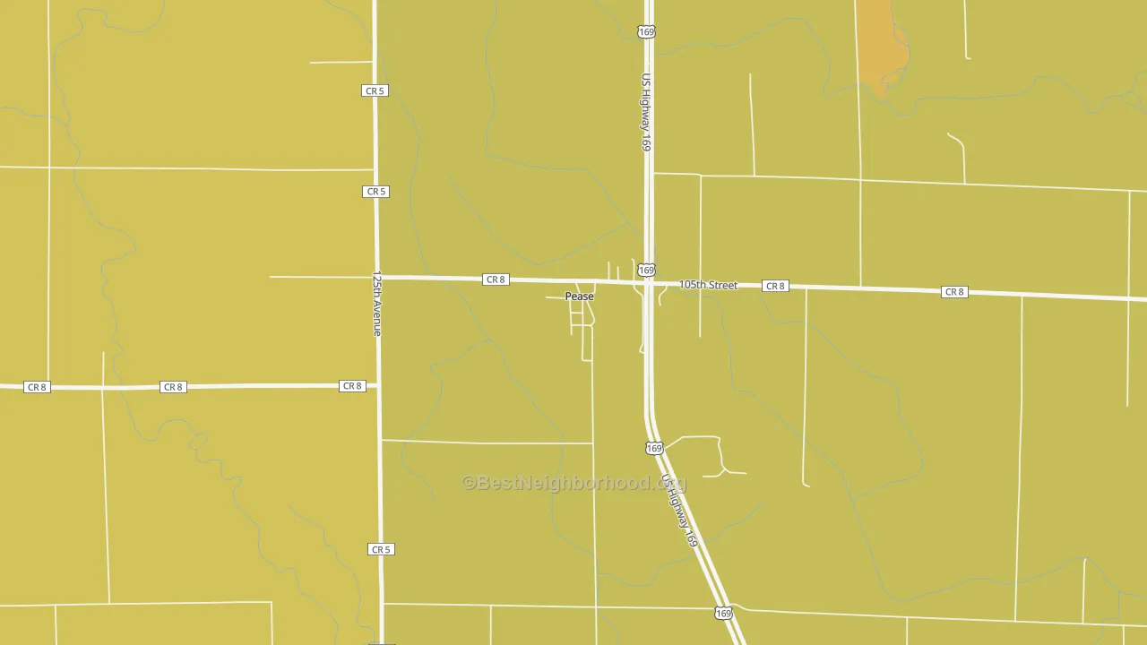 Map of the best neighborhoods in the 56363 area, with better matches in green and worse matches in red