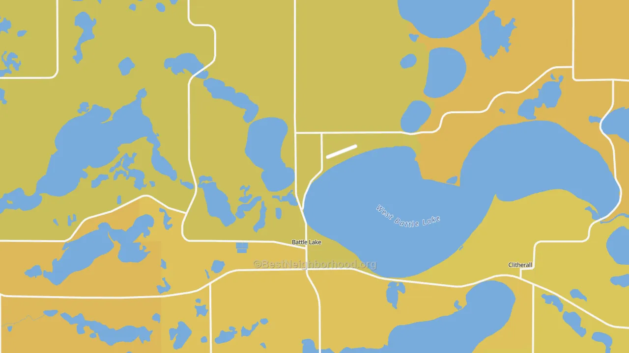 Map of the best neighborhoods in the 56515 area, with better matches in green and worse matches in red