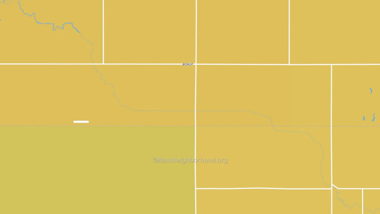 Map of the best neighborhoods in the 56519 area, with better matches in green and worse matches in red