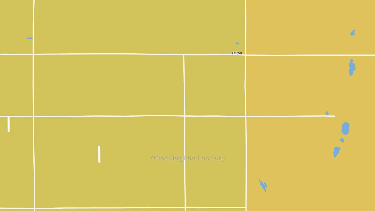 Map of the best neighborhoods in the 56536 area, with better matches in green and worse matches in red