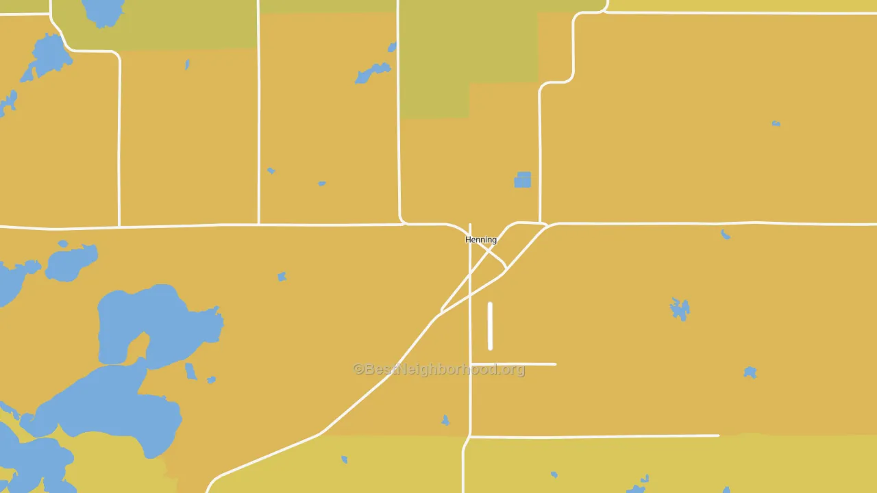 Map of the best neighborhoods in the 56551 area, with better matches in green and worse matches in red