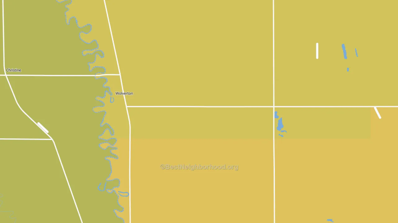 Map of the best neighborhoods in the 56594 area, with better matches in green and worse matches in red