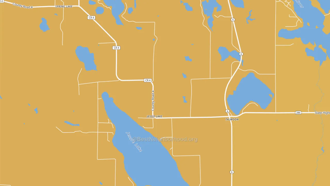 Map of the best neighborhoods in the 56637 area, with better matches in green and worse matches in red